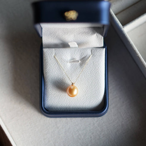 11-12mm Golden South Sea Pearl & Sasha Pendant Necklace - House Of Pearls